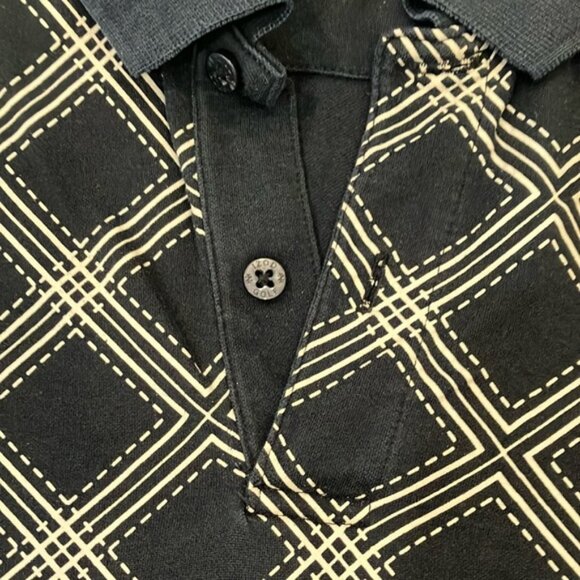 IZOD mens large golf short sleeve  Black Polo Shirt with Geometric Design - Picture 5 of 12